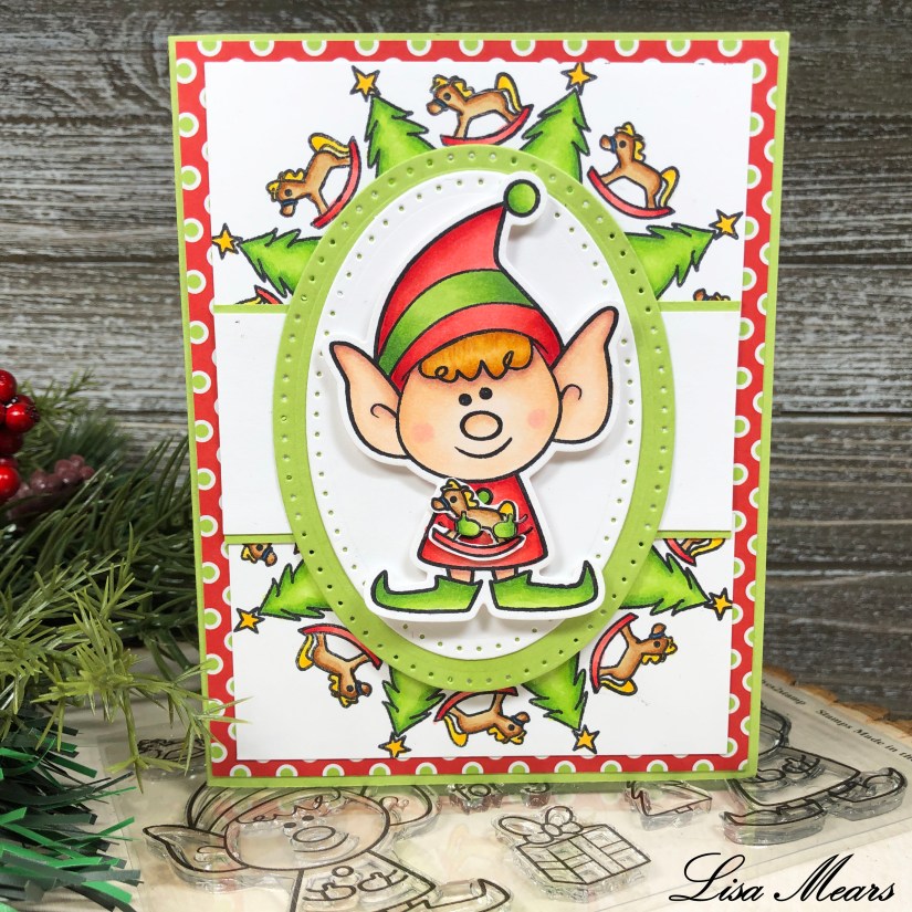 Elves2StampChristmas Card Using Wreath Builder