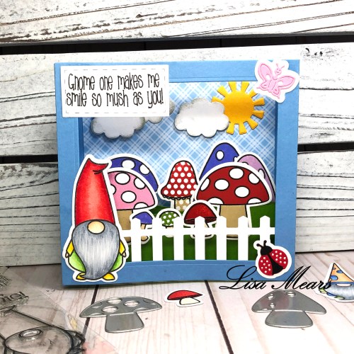 Shadow Box with Mushrooms and Gnome