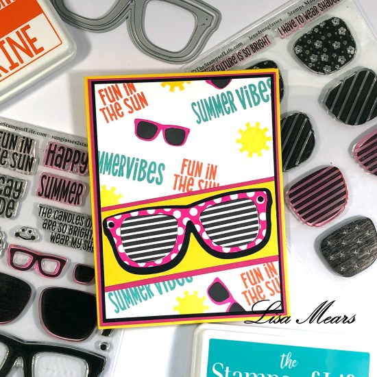 Sunglasses Card with Stamped Background