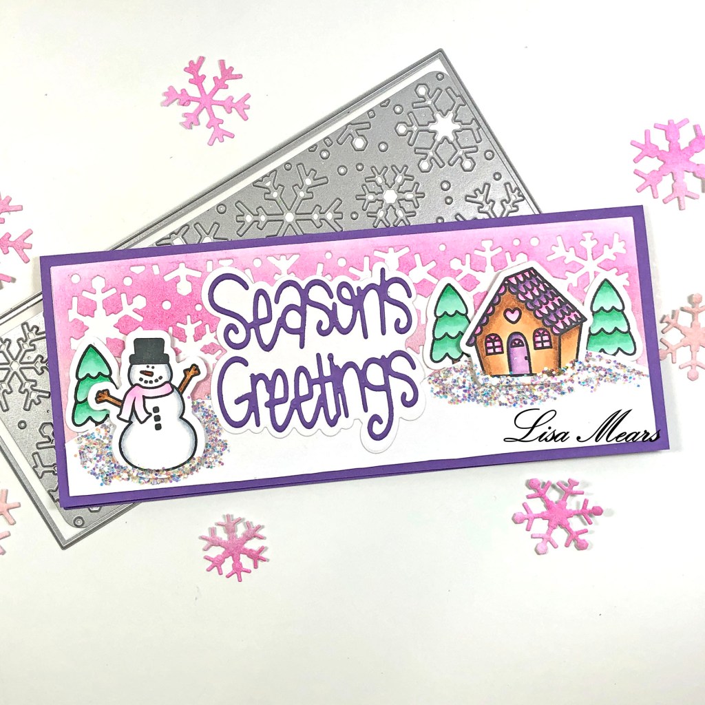 Winter Slimline Card with Snowflake Background