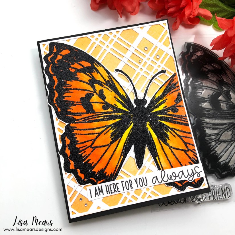 Butterfly Card - Pink and Main - Dearest Friend Stamp &amp; Plaid Cover Dies