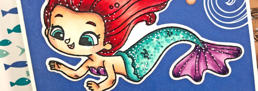 Mermaid Slimline Card - Pink and Main