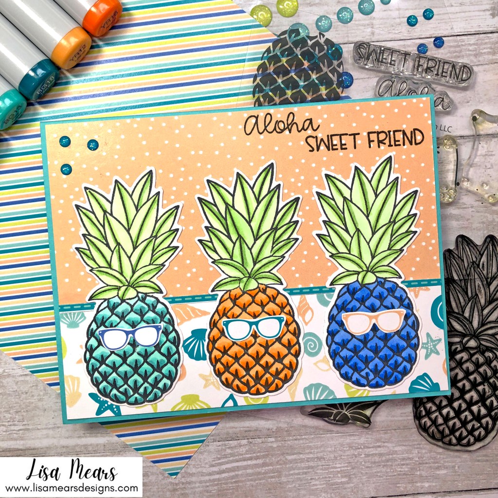 Pineapple Cards – Pink and Main Sweet Friend Stamp Set – Lisa Mears Designs