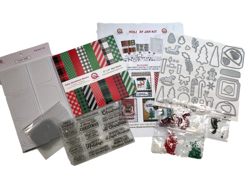 Queen and Company Holiday Jar Shaker Kit - 10 Cards 1 Kit - Christmas Cards