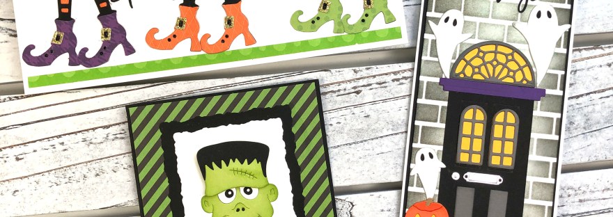 Spellbinders Halloween Cards - Let's Be Frank and Open House Boo - 3 cards