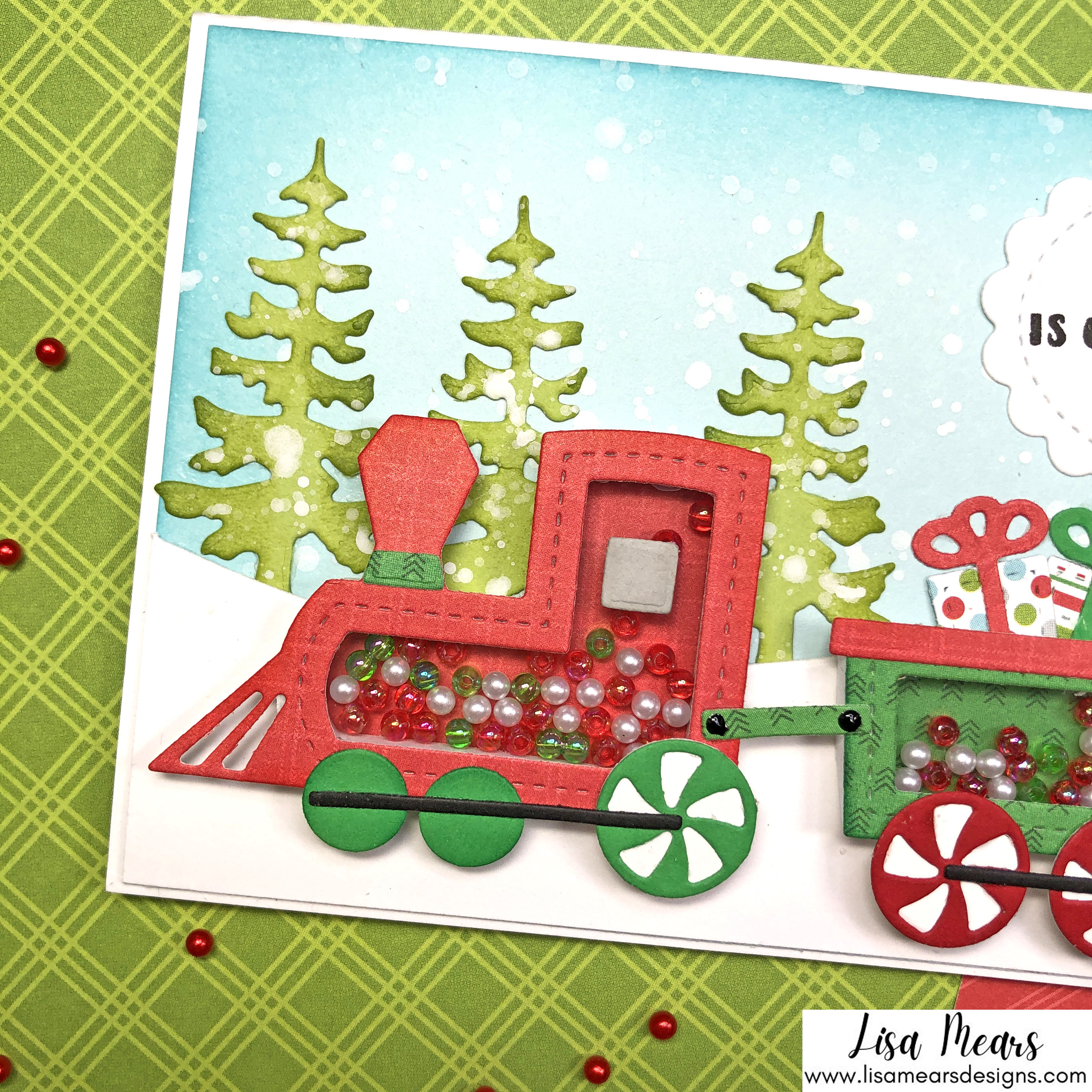 Queen and Company Jolly Jingles Shaker Kit - 10 Cards 1 Kit - Shaker Cards - Slimline Card with Christmas Train