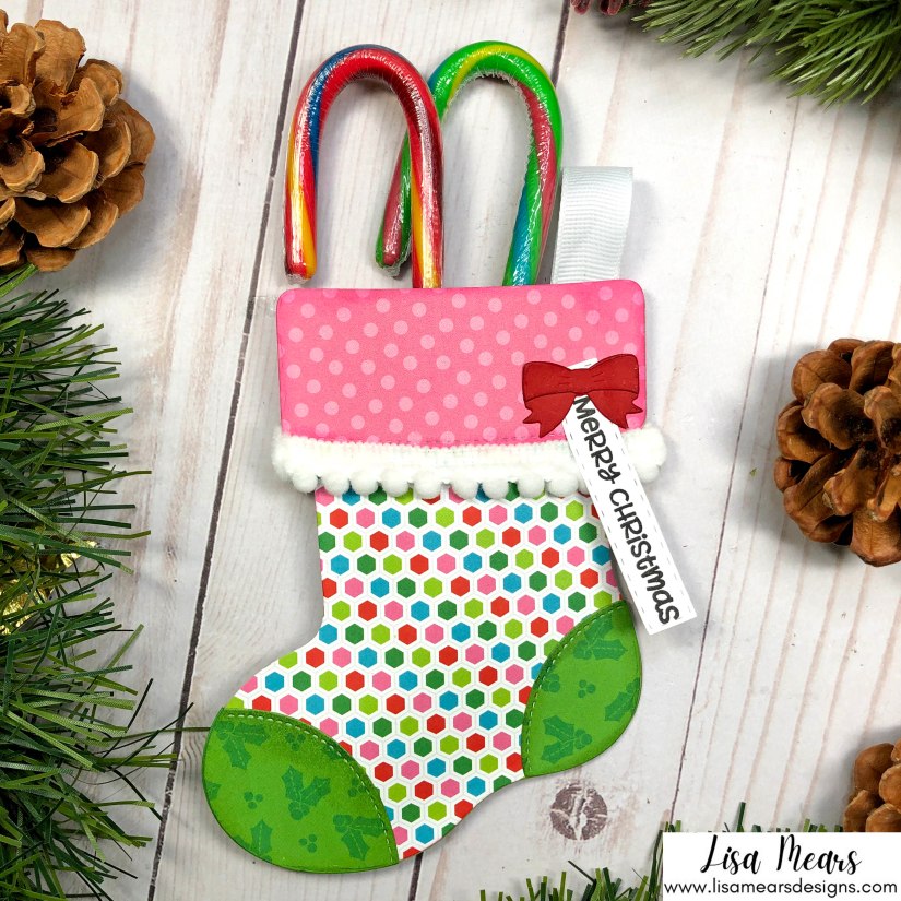 Sunny Studio Santa's Stocking - Stocking Shaped treat holder - Christmas Treat Holder - Christmas Gift Card Holder