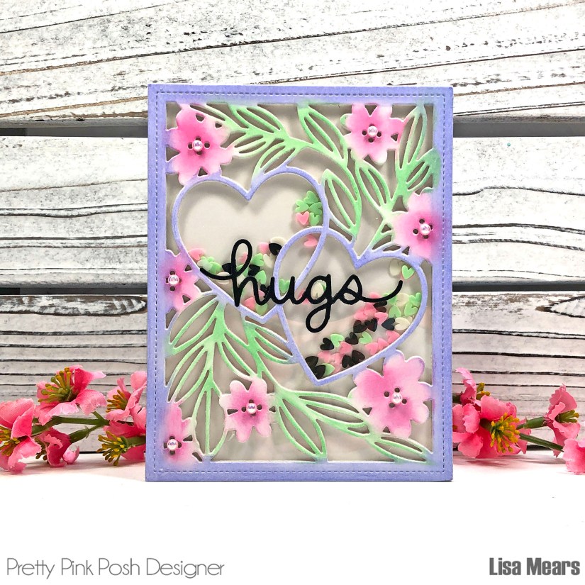 Pretty Pink Posh - Love Hearts - Shaker Card