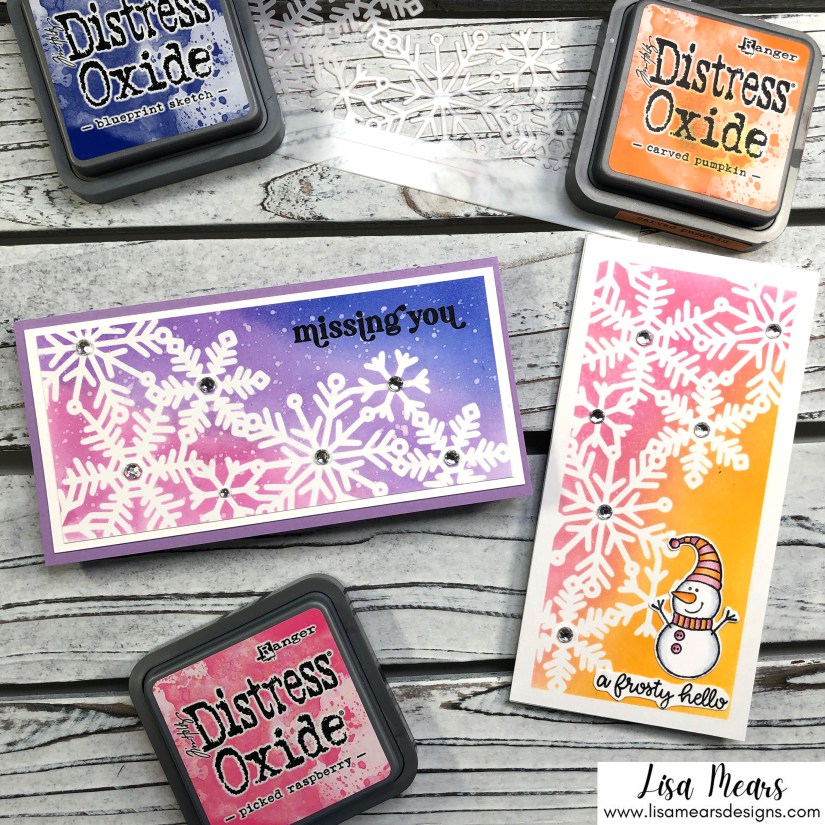 Mini Slimline Snowflake Cards - Mini Slimline Snowflake Window Stencil - Simon Says Stamp