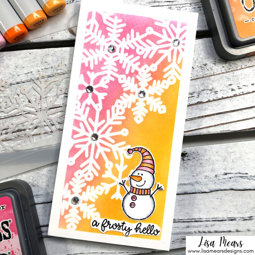 Mini Slimline Snowflake Cards - Mini Slimline Snowflake Window Stencil - Simon Says Stamp