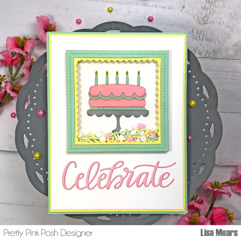Party Cake Shaker Card - Pretty Pink Posh