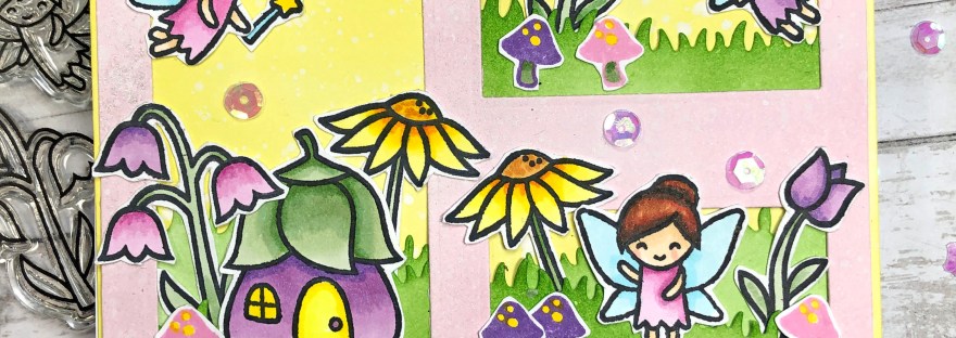 Spellbinders Precision Layering Dies - Lawn Fawn Fairy Friends - Scene Card - Copic Coloring