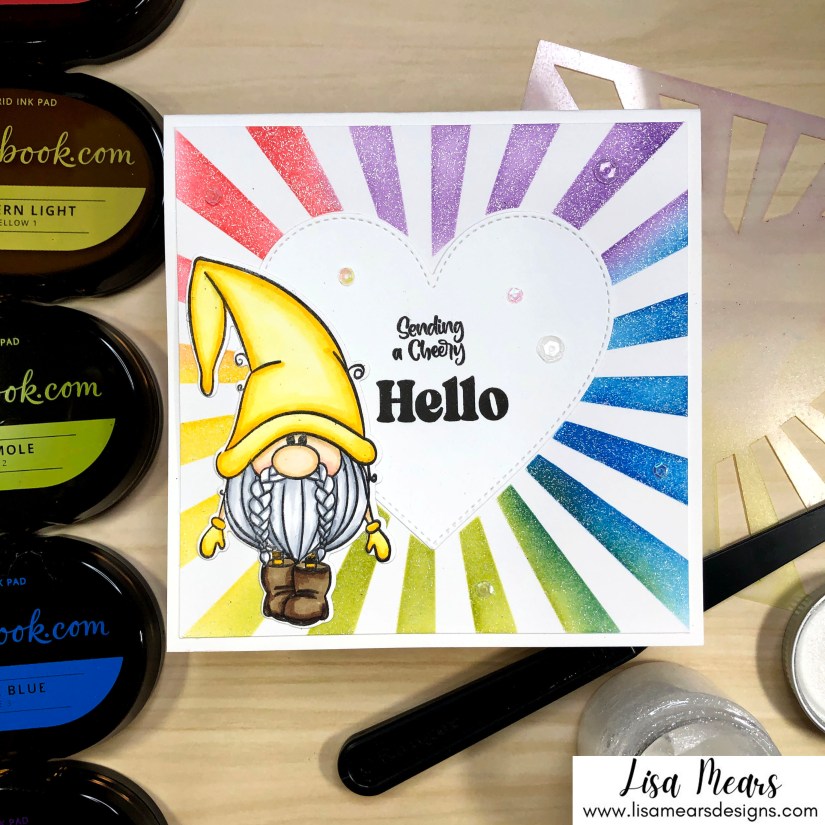 Brutus Monroe - Heart Rays Stencil - Gnome Pun Intended Stamp - handmade card