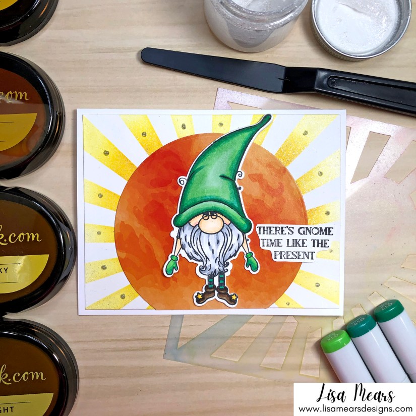 Brutus Monroe - Gnome Pun Intended Stamp Set - Heart Rays Stencil - handmade card