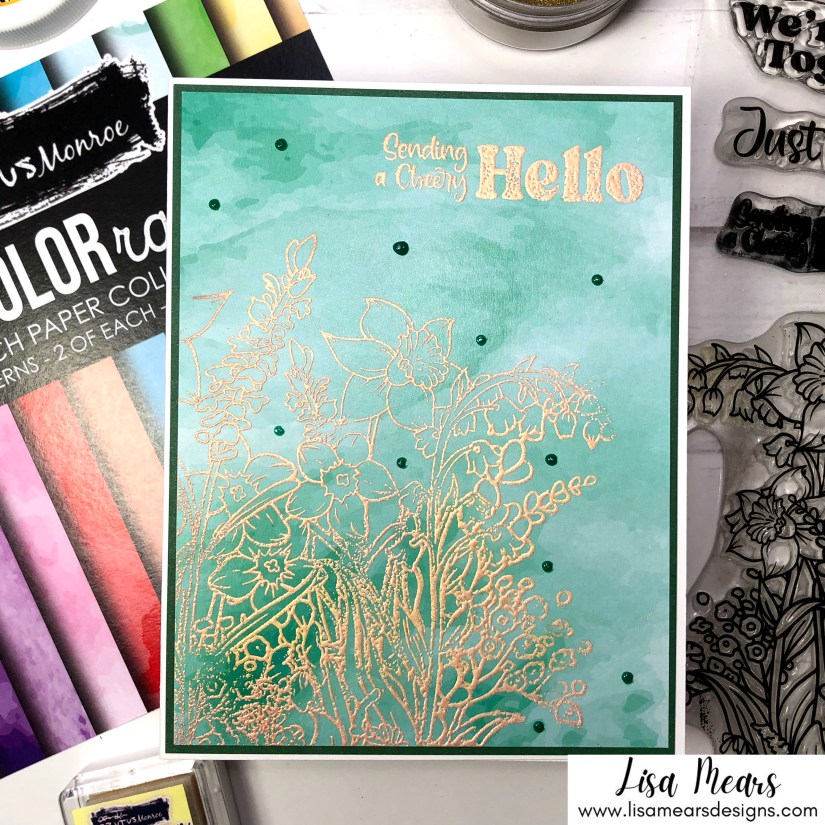 Brutus Monroe - Rose Gold embossing powder - Glorious Garden Stamp Set - Handmade Card