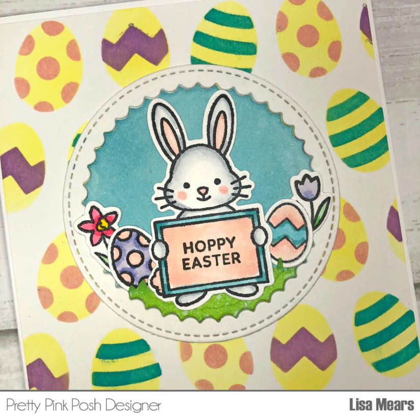 Spring and Easter Scene Card | Layered Egg Stencil | Pretty Pink Posh