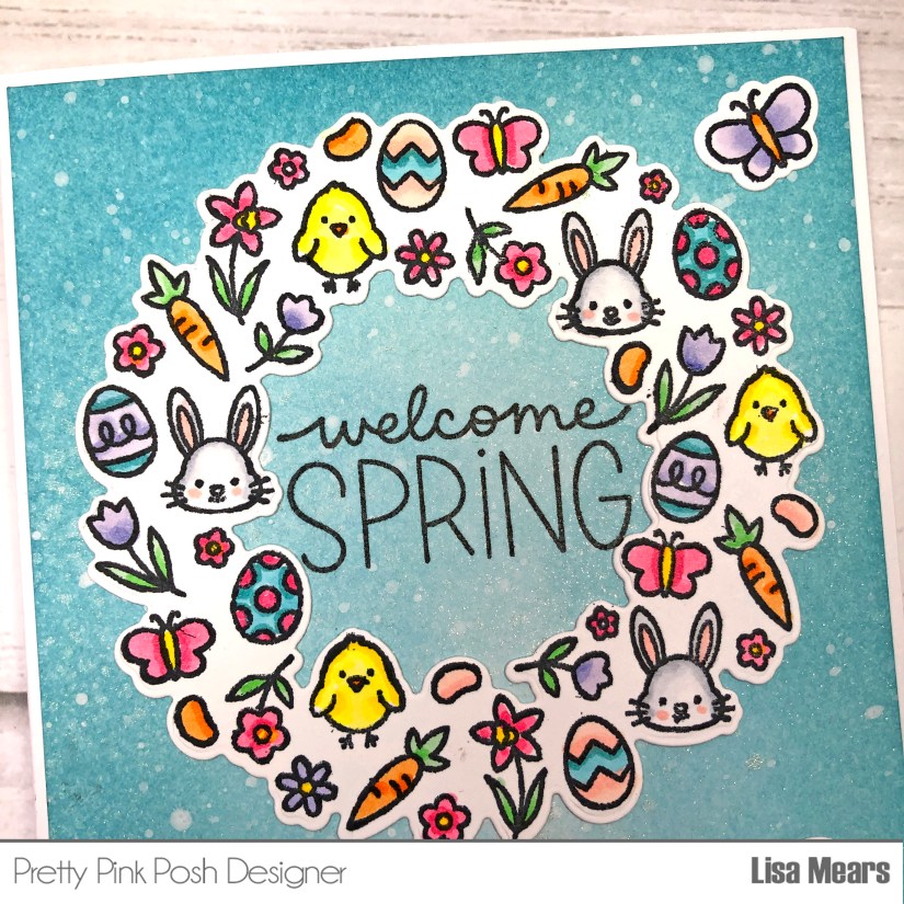 Spring and Easter Scene Card | Easter Wreath | Pretty Pink Posh