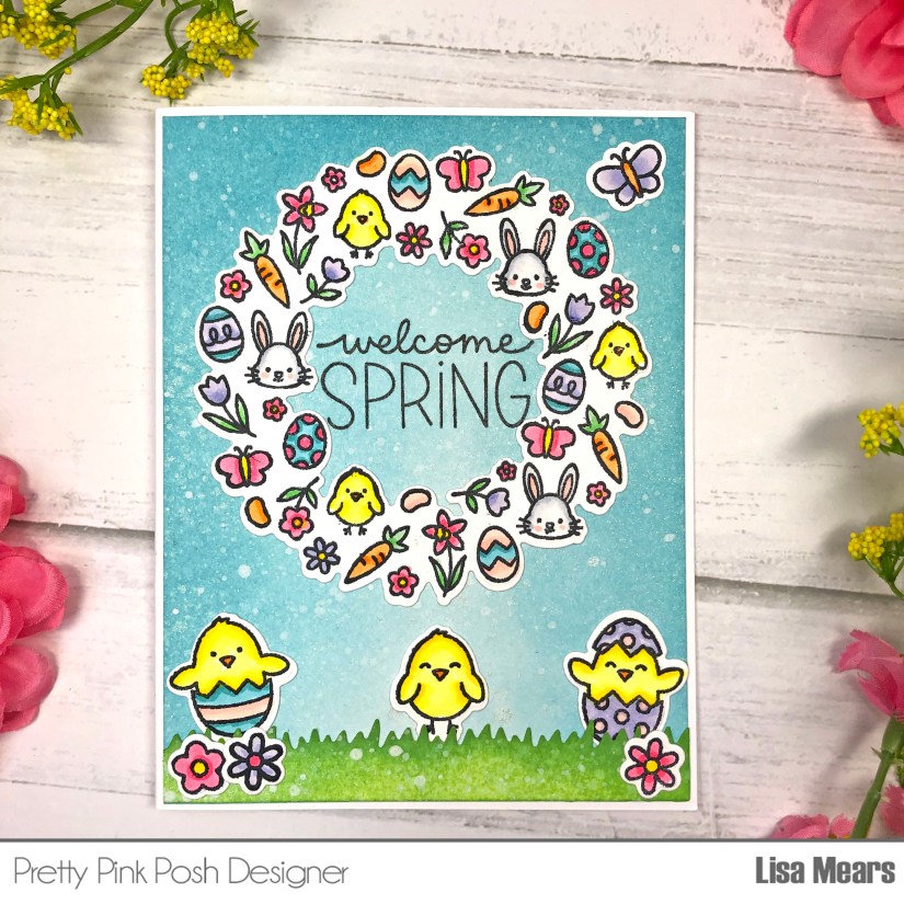 Spring and Easter Scene Card | Easter Wreath | Pretty Pink Posh