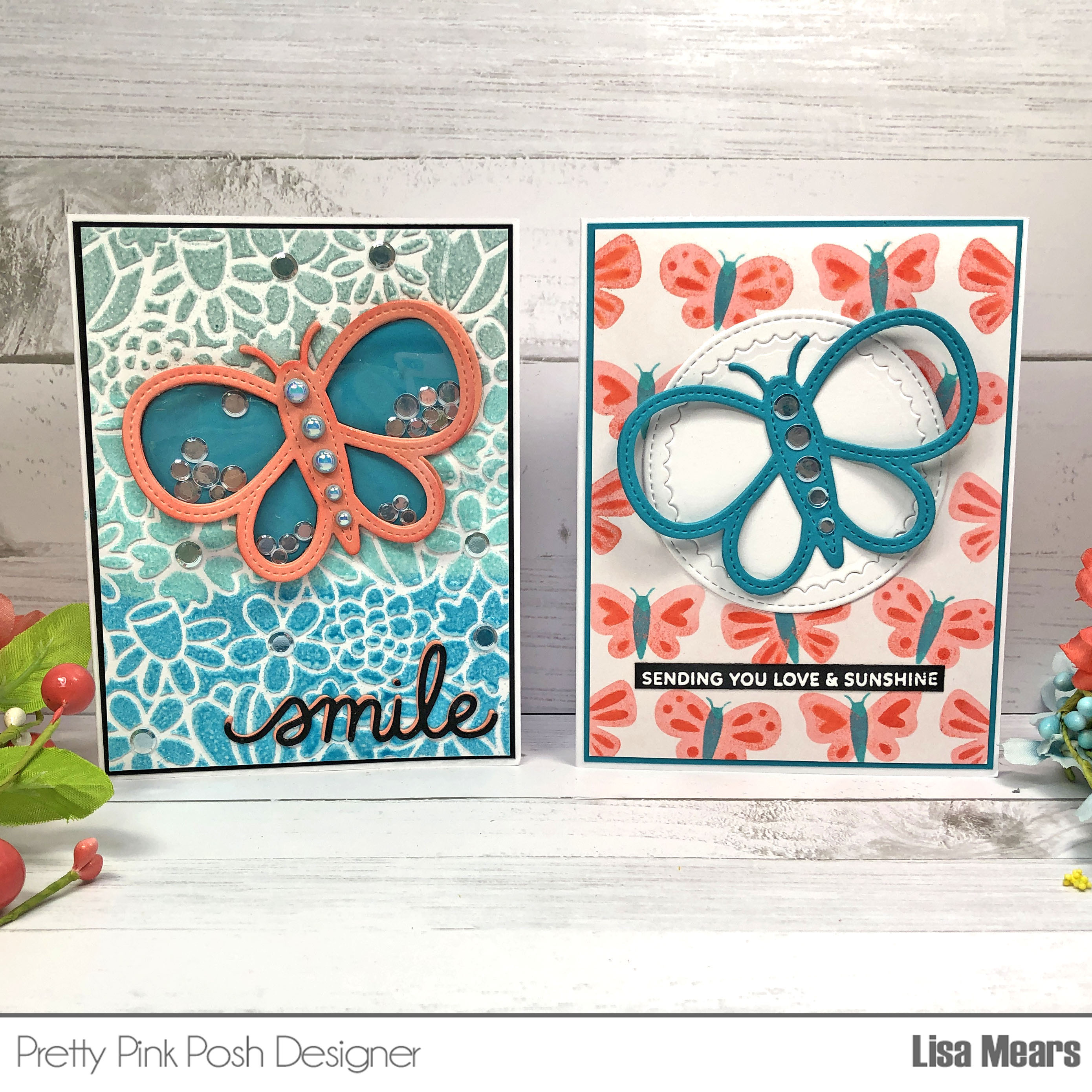Butterfly Cards with Embossing Glaze and Stenciled Backgrounds | Butterfly Shaker | Pretty Pink Posh