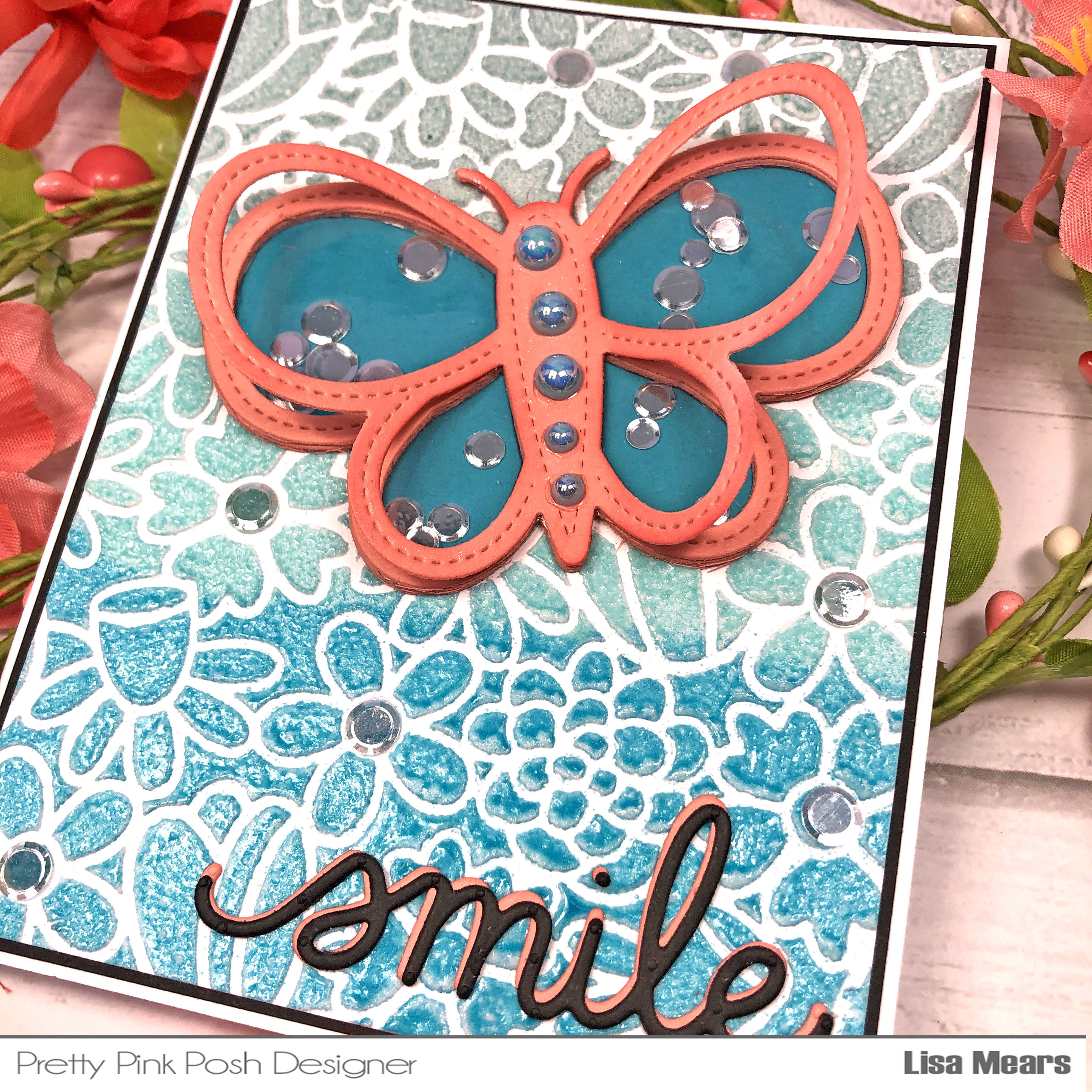 Butterfly Cards with Embossing Glaze and Stenciled Backgrounds | Butterfly Shaker | Pretty Pink Posh