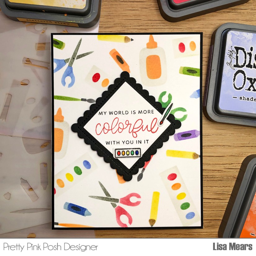 Pretty Pink Posh | Teacher Card | Crafty Friend Card | Crafty Background Stencil