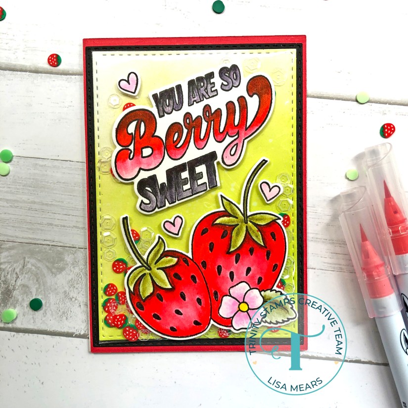 You are So Berry Sweet - Edge to Edge Shaker Card - Trinity Stamps - 4 Bar Card