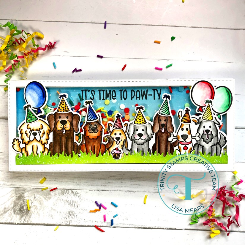 Slimline Shaker Birthday Card - Puppy Party - Trinity Stamps