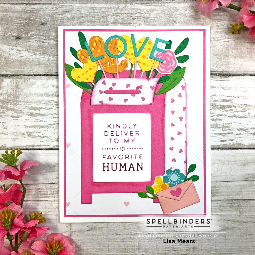 Spellbinders Parcel &amp; Post - Card with Mailbox - Spellbinders Heart Decorations - Love Card with Mailbox - Happy Mail Card with Mailbox