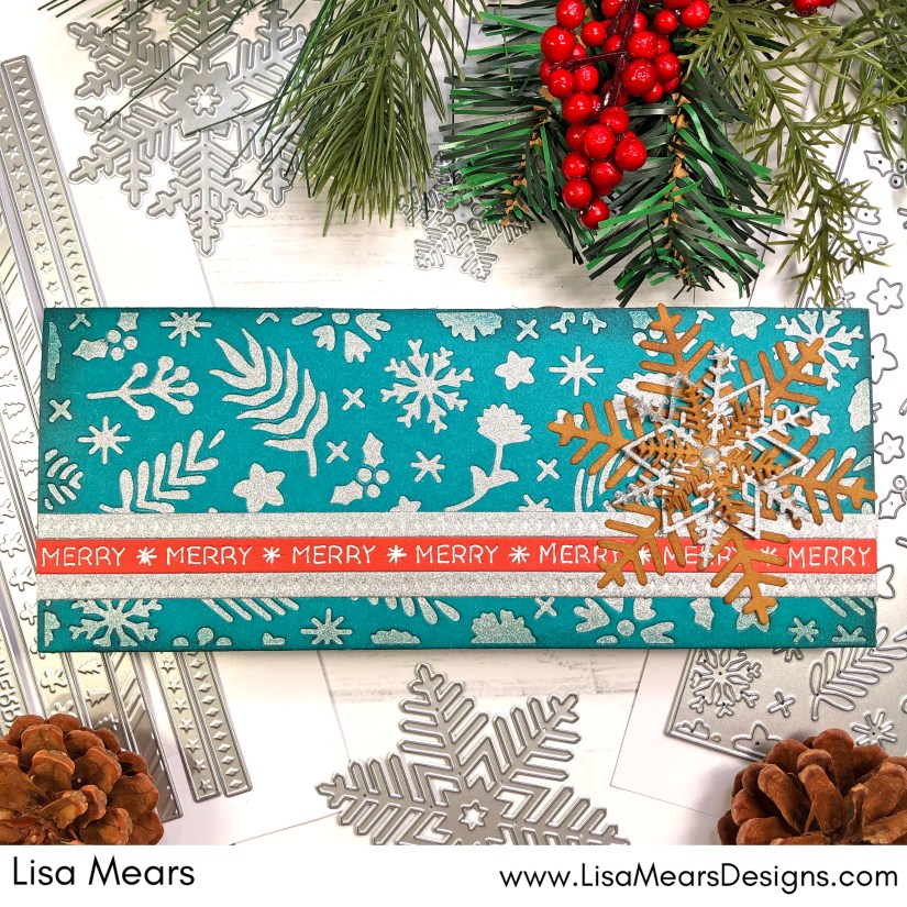 Slimline Christmas Card with Winter Floral Slimline Die, Snowy Holiday Bundle