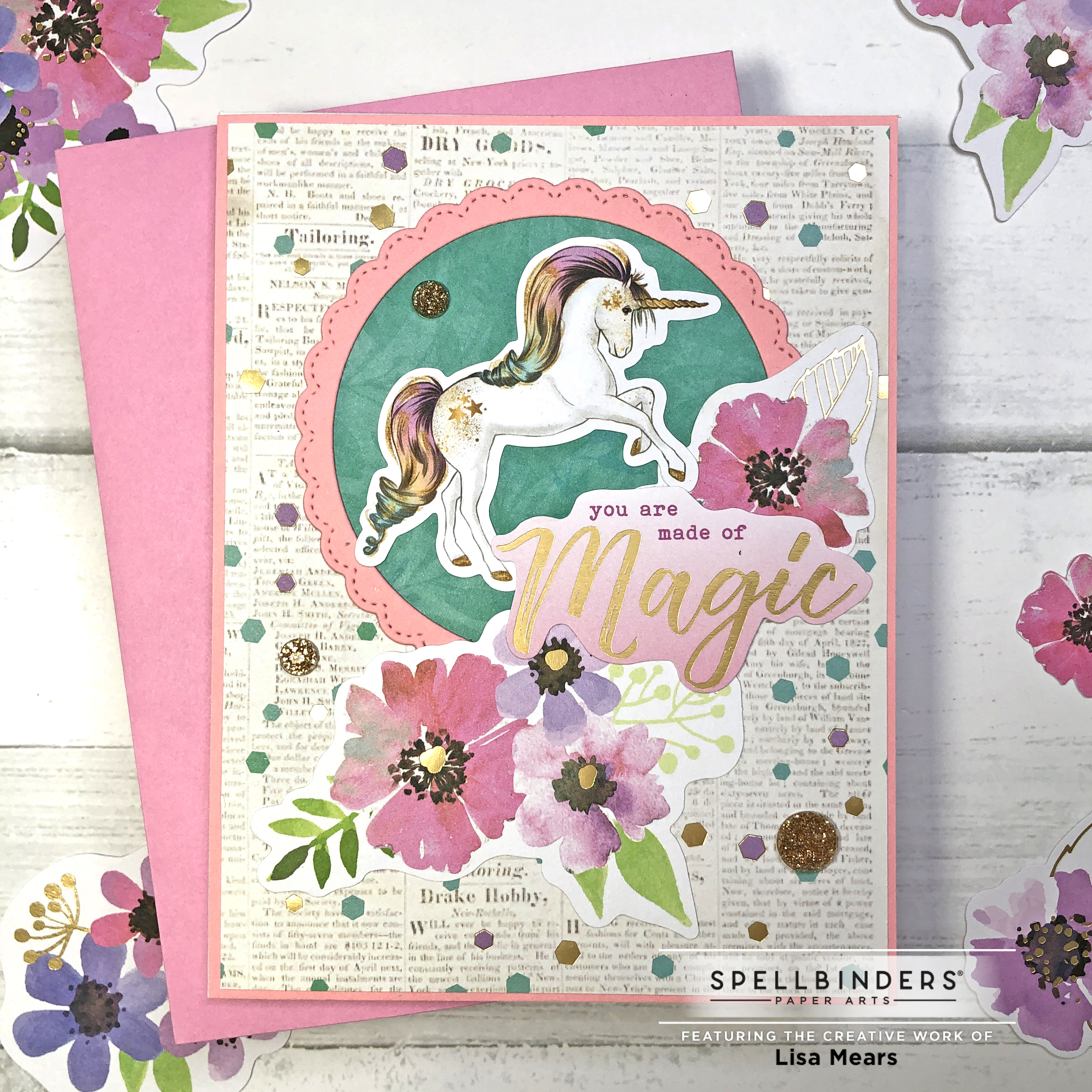 Spellbinders July 2022 Card Kit - Under the Sea Magic - Unicorn Card