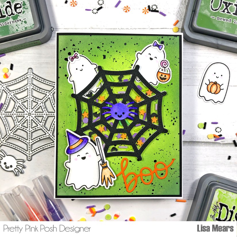 Halloween Card - Pretty Pink Posh - Spider Web Shaker Card