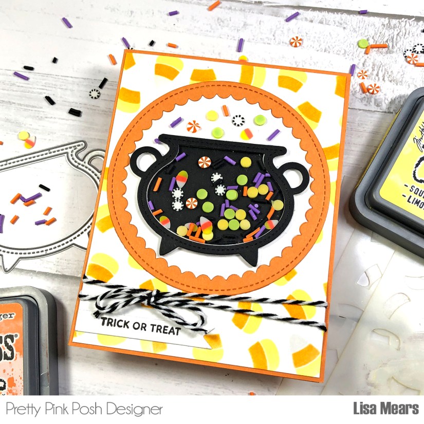 Halloween Card - Cauldron Shaker Card - Pretty Pink Posh