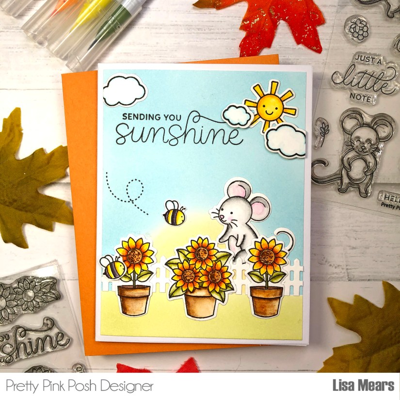 Pretty Pink Posh - Sunflower Handmade Cards - Mouse Friends Stamp Set - Potted Sunflowers Stamp Set