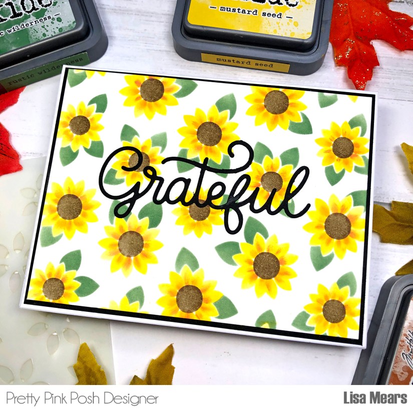 Pretty Pink Posh - Sunflower Handmade Cards - Sunflower Stenciled Card - Sunflower Stencil