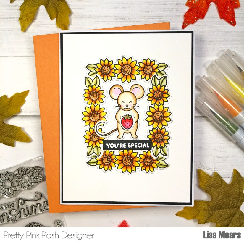 Pretty Pink Posh - Sunflower Handmade Cards - Potted Sunflowers Stamp Set - Mouse Friends Stamp Set - Watercoloring Sunflowers