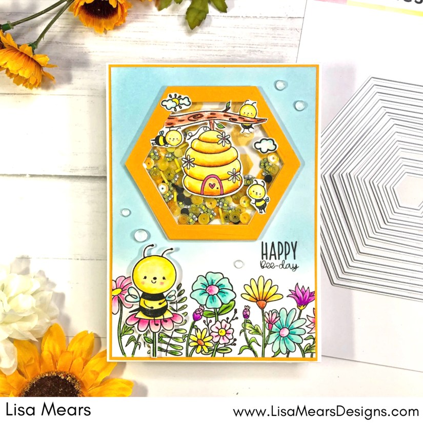 Scrapbook.com SBC Fest - Hexagon Shaker Card - Scrapbook.com Nested Hexagon Dies - Pink and Main Sweeter than Honey - Pink and Main Ladybug Garden -