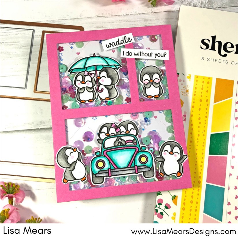 Scrapbook.com SBC Fest - Shaker Card with Squares and Rectangle Nesting Dies - Sunny Studio Stamps Passionate Penguins