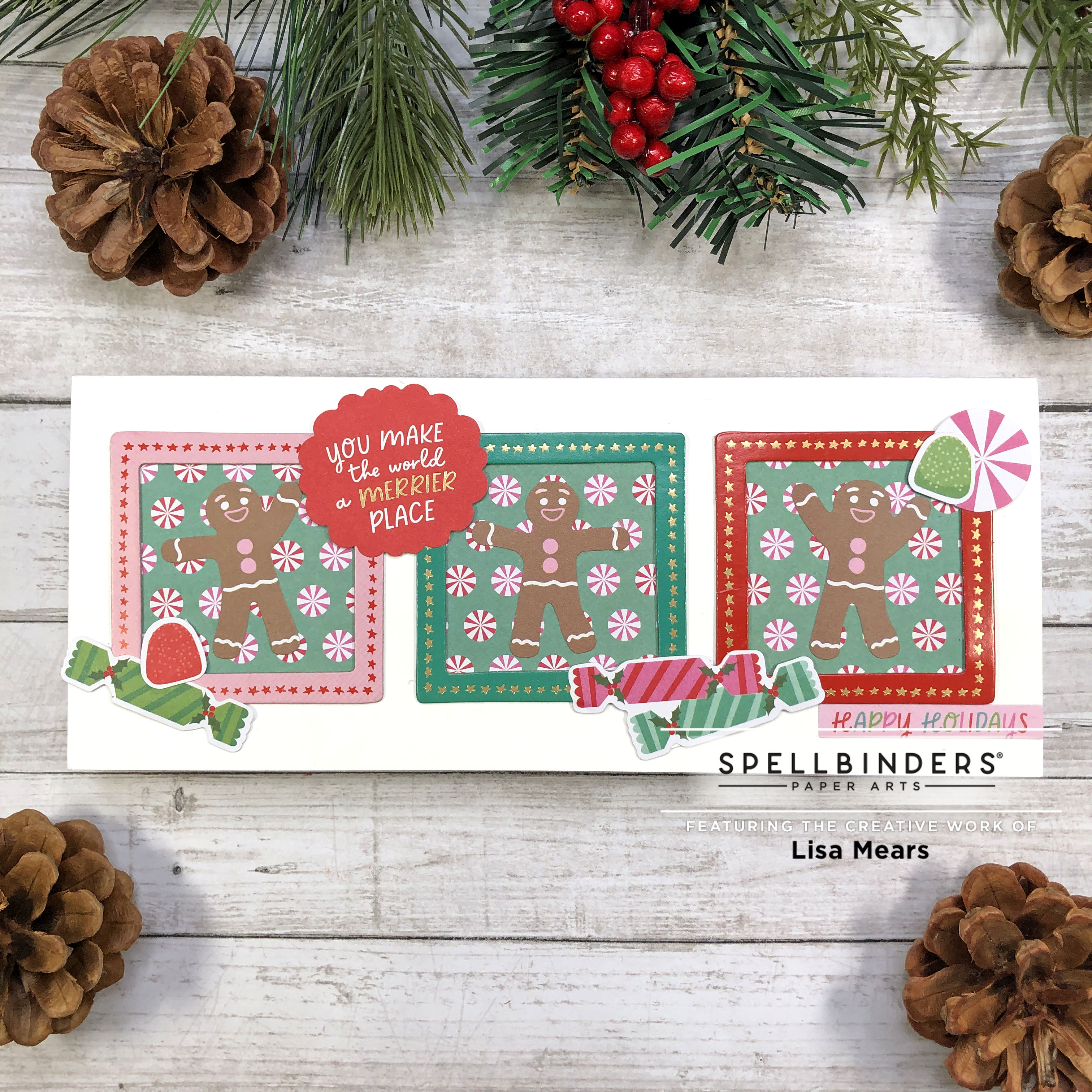 Spellbinders Card Kit - October 2022 - Oh What Fun! Slimline Christmas Card with Gingerbread Man and Candy