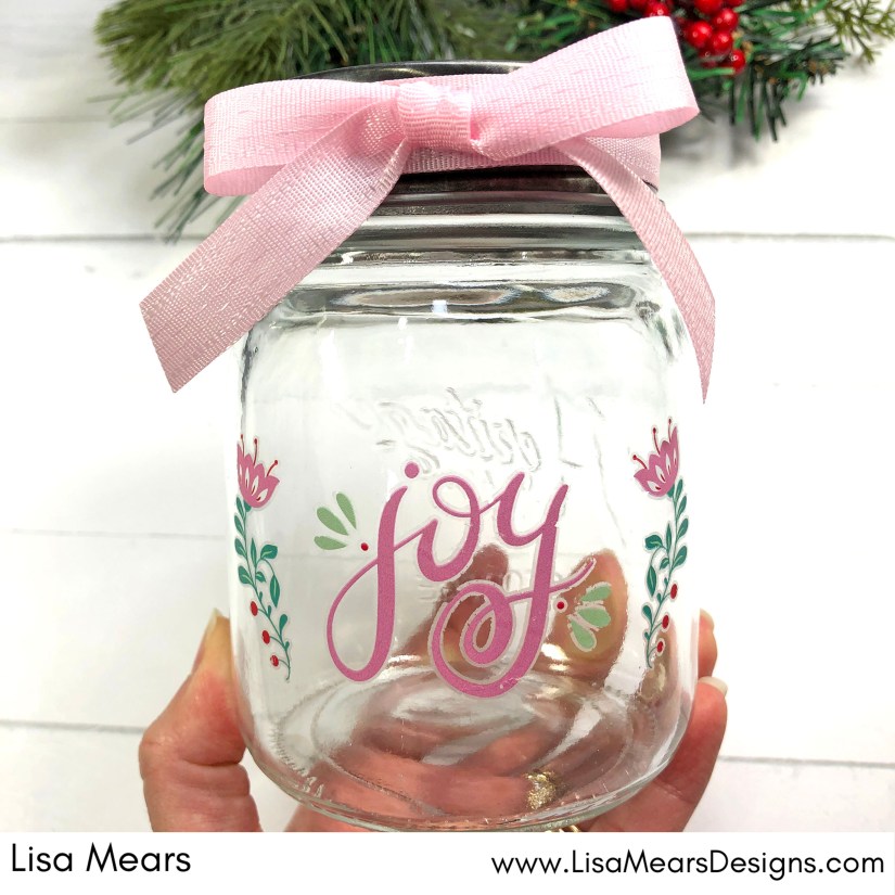 Christmas Mason Jar with Peppermint Rub-on Transfers | Scrapbook.com