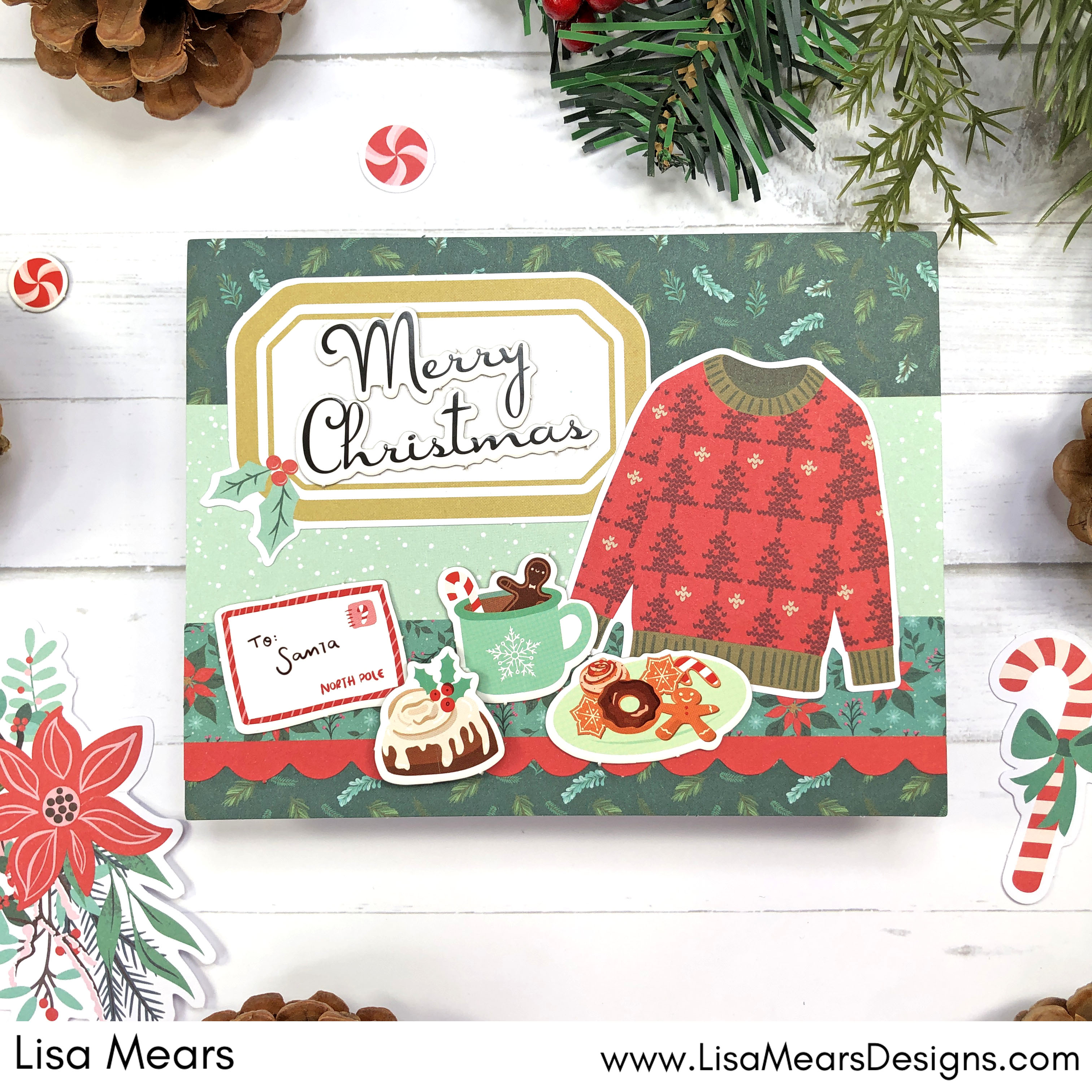 Simple Stories Mix & A-Mingle Card Kit - Handmade Christmas Card with Christmas Sweater and Sweet Treats