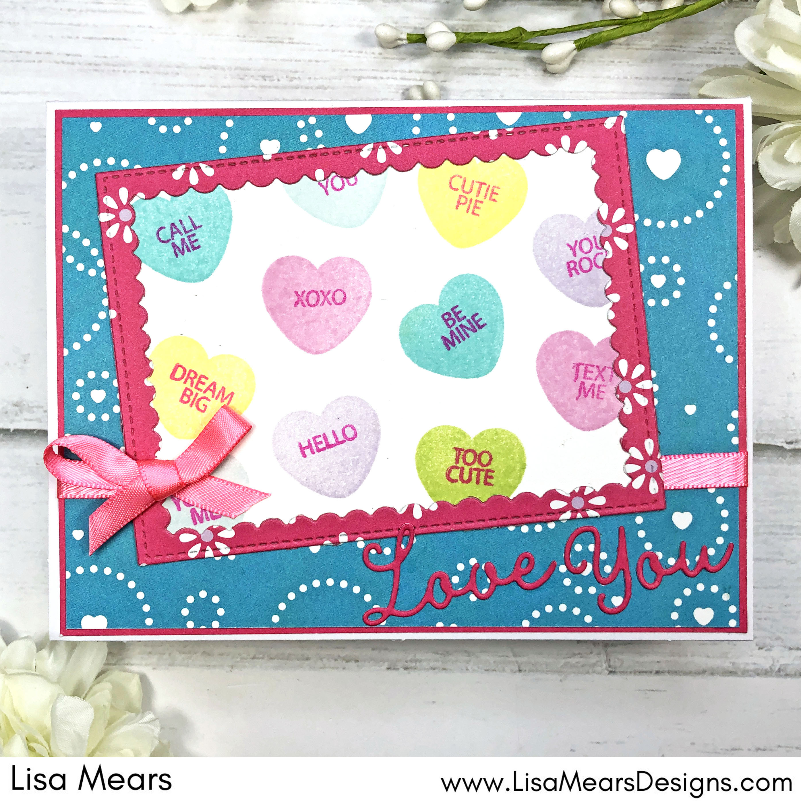 TSOL DeThe Stamps of Life Card Kit December 2022 - Sending You Love - Handmade Card with conversation hearts - Candyheart2stamp