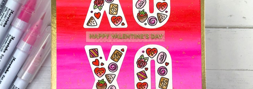 XOXO Card | Pretty Pink Posh | Card with Watercolor Background