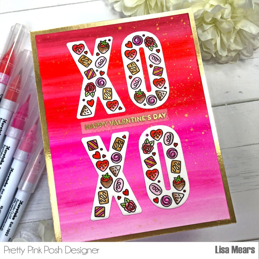 XOXO Card | Pretty Pink Posh | Card with Watercolor Background
