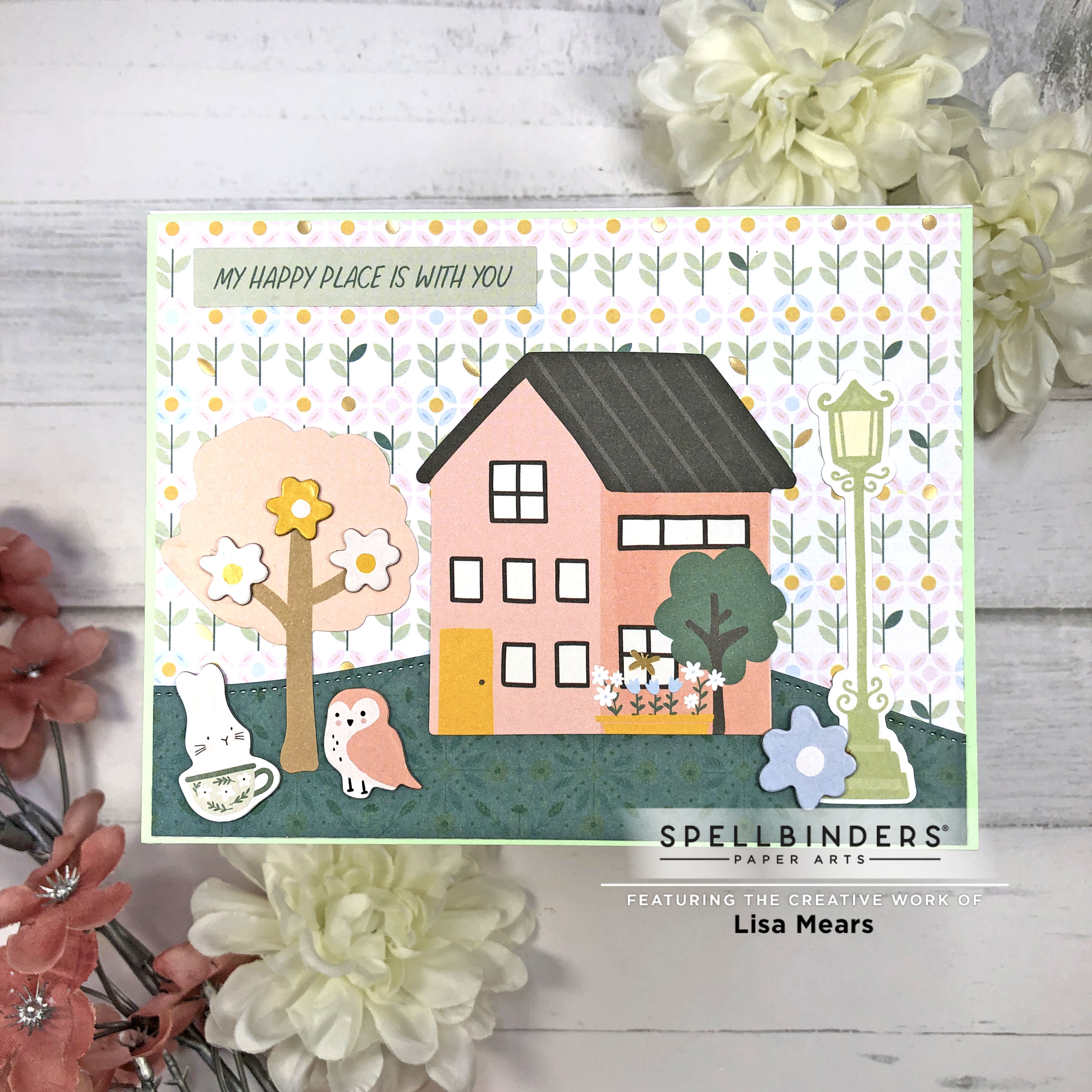 Spellbinders February 2023 Card Kit - Spring Delight - handmade card with ephemera