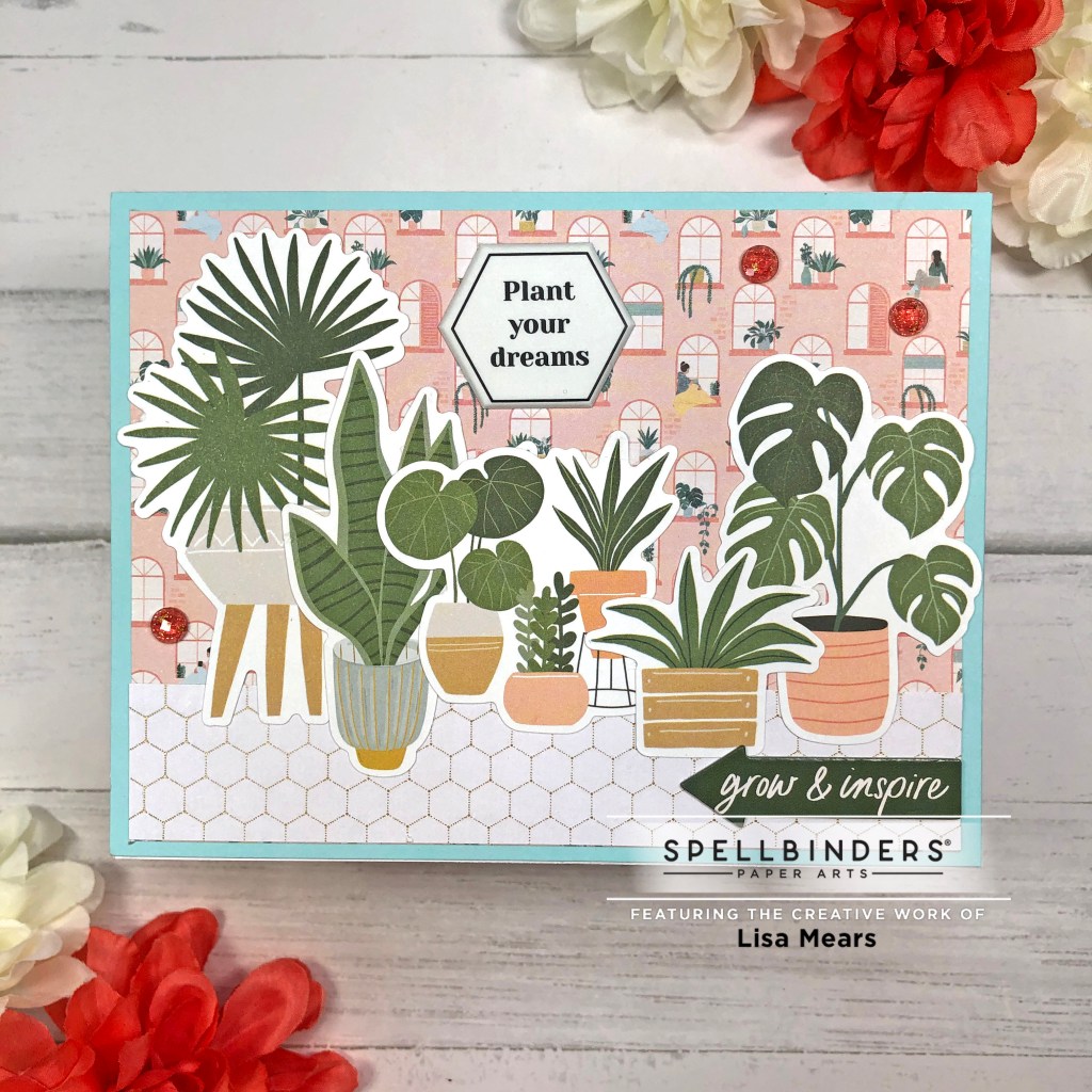 Spellbinders January 2023 Quick and Easy Card Kit - Indoor Garden - Handmade card with plants