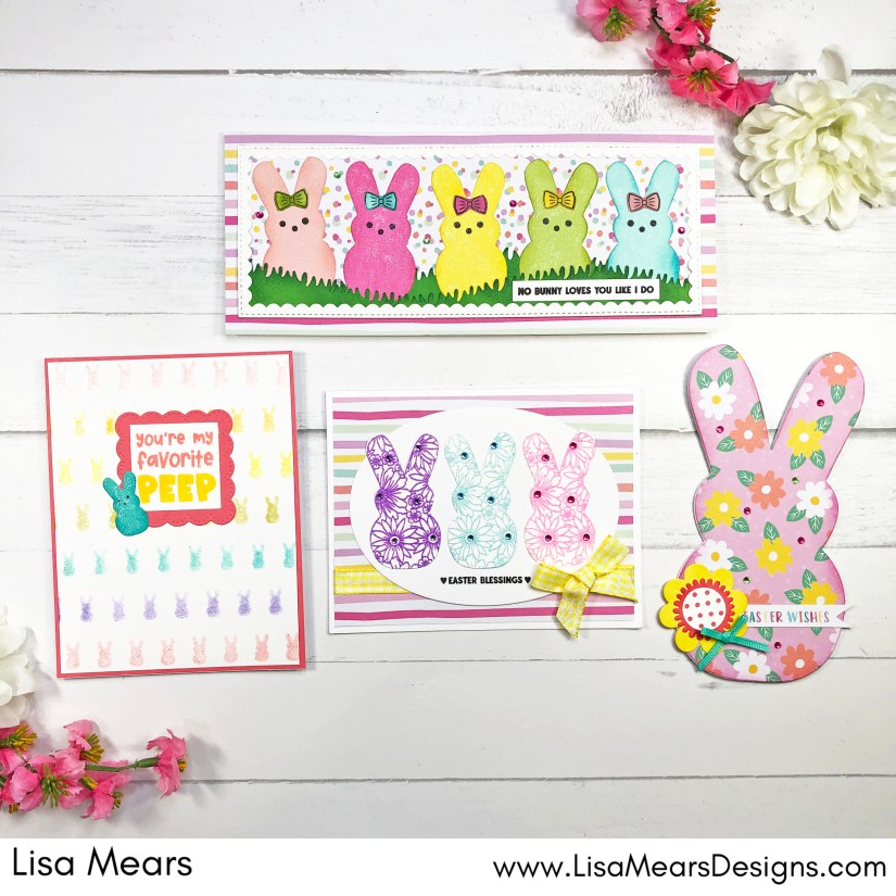 Easter Peeps Cards - Spring Cards - Nested Peeps Scrapbook.com - Hippity Hoppity Stamp Scrapbook.com - Peeps Shaped Card