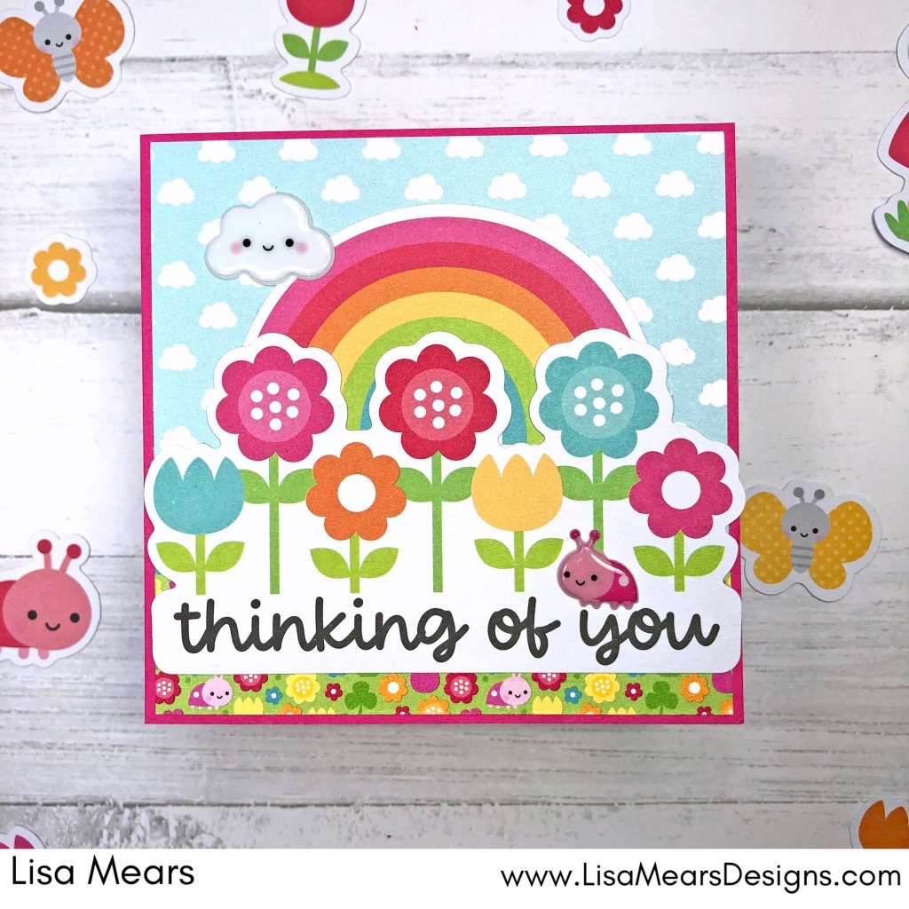 Doodlebug Design Over the Rainbow - Card with Rainbow and Flowers