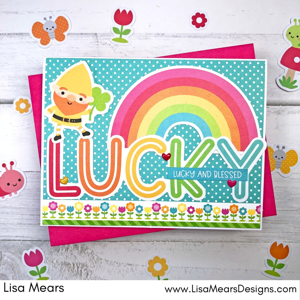 Doodlebug Design Over the Rainbow Card with Gnome and Rainbow