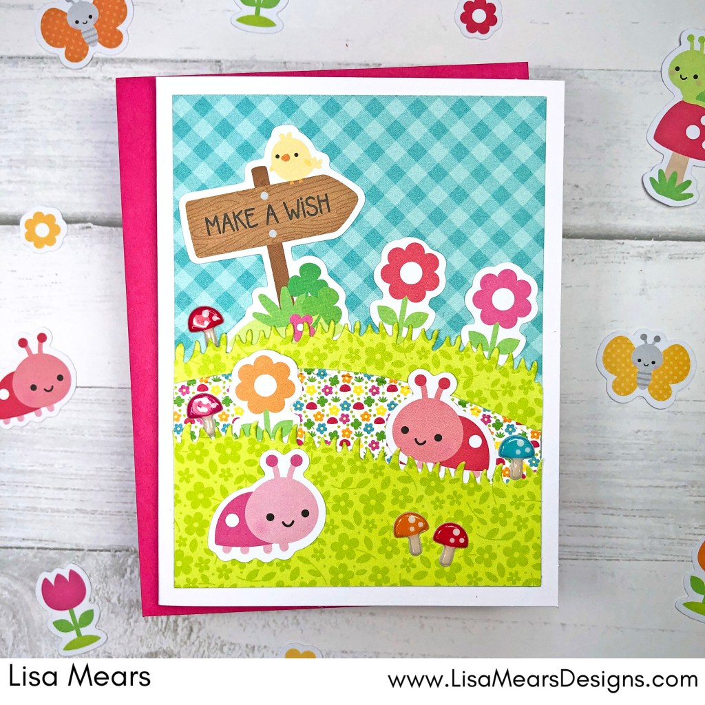 Doodlebug Design Over the Rainbow - Card with Ladybug and flowers