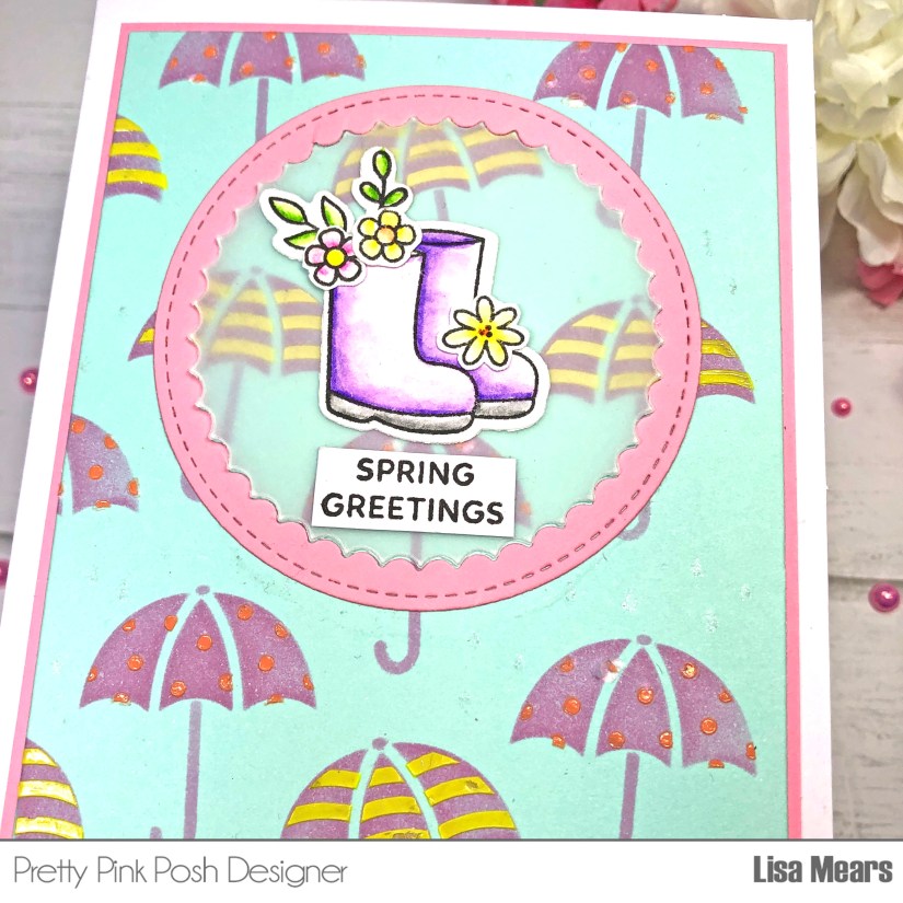 Layered Umbrella stencil Pretty Pink Posh - Spring Card
